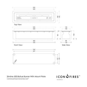 Icon Fires Slimline Brenner 500mm