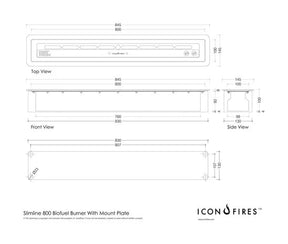 Icon Fires Slimline Brenner 800mm